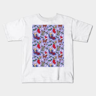 Christmas Chis! Christmas chihuahuas print in lilac Kids T-Shirt